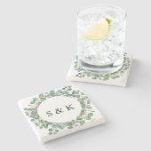 Eukalyptus Wedding Steinuntersetzer (Seitenansicht)