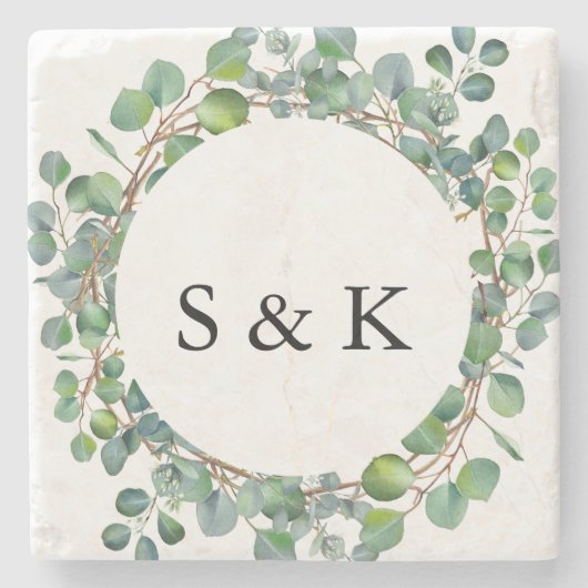 Eukalyptus Wedding Steinuntersetzer (Vorderseite)