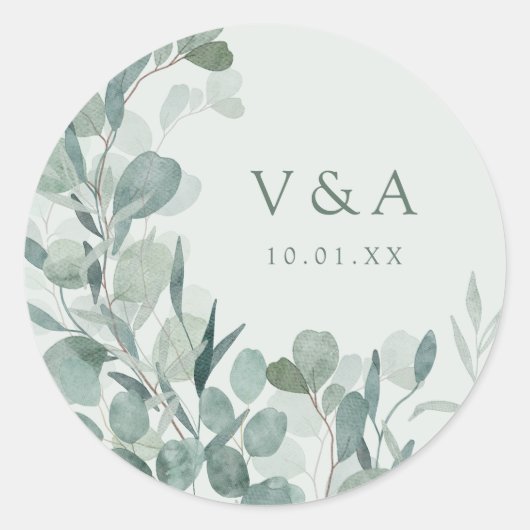 Eukalyptus Wedding Sticker (Vorderseite)