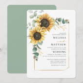 Eukalyptus Wedding Sunflower Einladung (Vorne/Hinten)