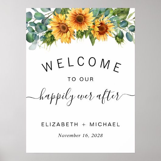 Eukalyptus Wedding Sunflower - Willkommen Poster (Vorne)