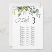 Eukalyptus Wedding Table Chart Cards Einladung (Rückseite)