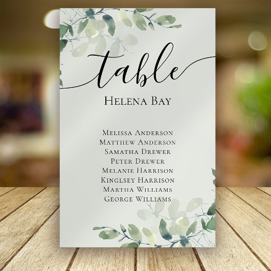 Eukalyptus Wedding Table Chart Name Tischnummer