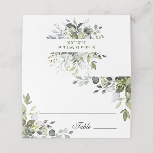 Eukalyptus Wedding Table Place Platzkarte (Außenseite Aufgefaltet)