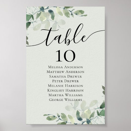 Eukalyptus Wedding Table Tischnummer Poster (Vorne)