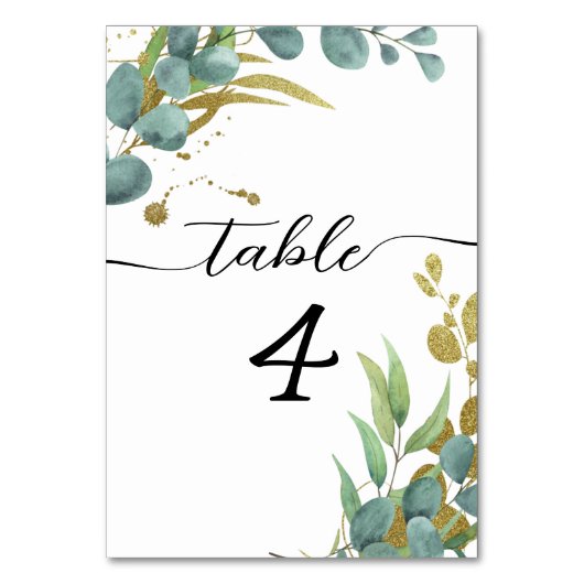 Eukalyptus Wedding Tischnummer (Vorderseite)