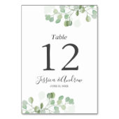 Eukalyptus Wedding Tischnummer Card Rustikales Grü (Vorderseite)