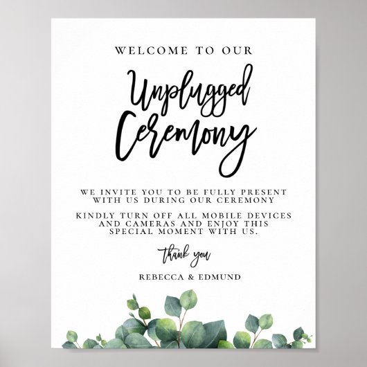 Eukalyptus Wedding Unplugged Zeremonie Poster (Vorne)