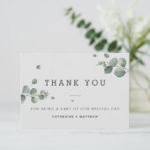 Eukalyptus Wedding Vielen Dank Flachkarte Dankeskarte (Stehend Vorderseite)