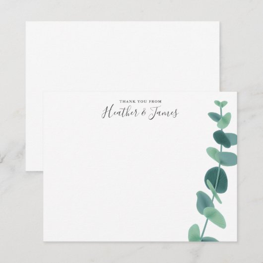Eukalyptus Wedding Vielen Dank Karten (Vorne/Hinten)