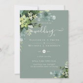 Eukalyptus Wedding Watercolor Grüne Einladungen (Vorderseite)