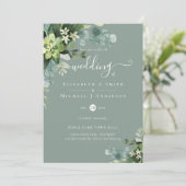Eukalyptus Wedding Watercolor Grüne Einladungen (Stehend Vorderseite)