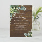 Eukalyptus Wedding Watercolor Grüne Einladungen (Stehend Vorderseite)