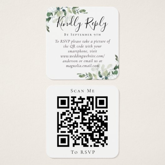 Eukalyptus Wedding Website QR Code UAWG (Vorne & Hinten)
