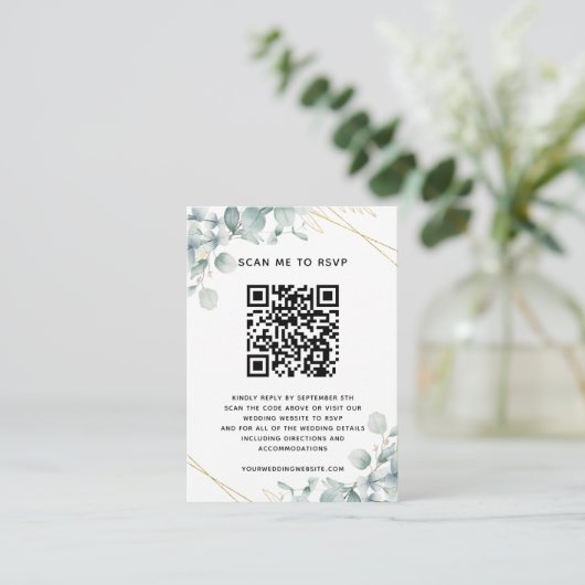 Eukalyptus Wedding Website UAWG QR Code Begleitkarte (Stehend Vorderseite)