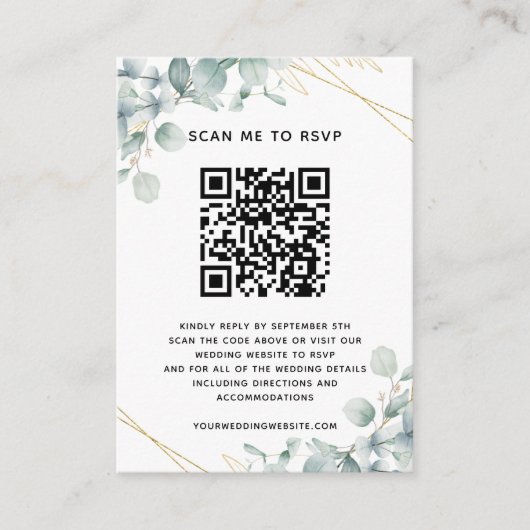 Eukalyptus Wedding Website UAWG QR Code Begleitkarte (Vorderseite)