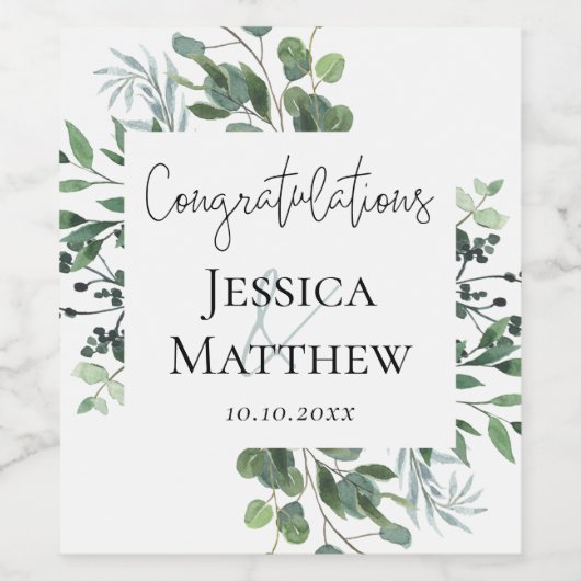 Eukalyptus Wedding Weinetikett (Einzelnes Label)