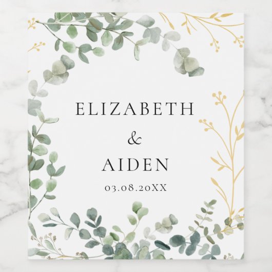 Eukalyptus Wedding Weinetikett (Einzelnes Label)