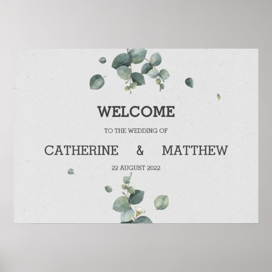 Eukalyptus Wedding Welcome Sign Poster (Vorne)