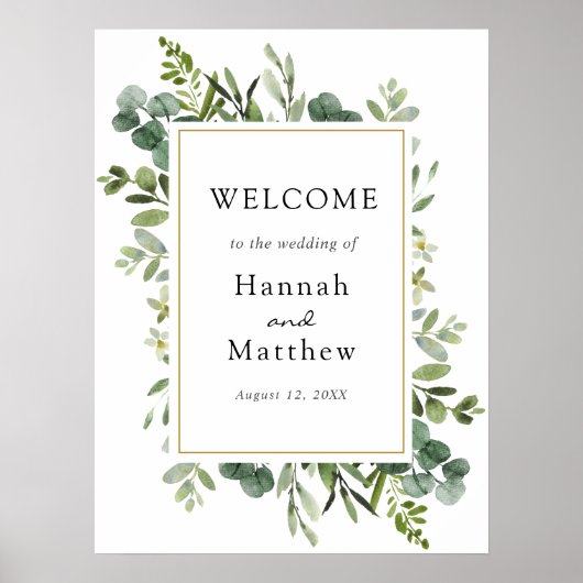 Eukalyptus Wedding Welcome Sign Poster (Vorne)