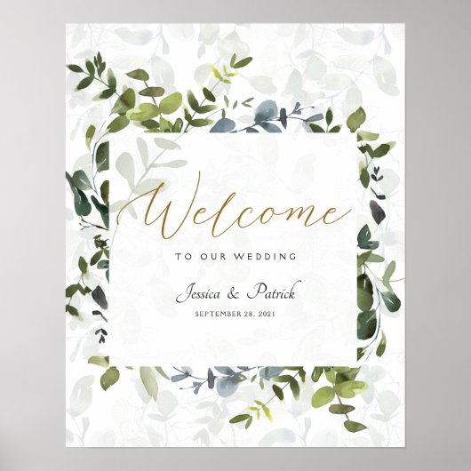 Eukalyptus Wedding Welcome Signs Poster (Vorne)
