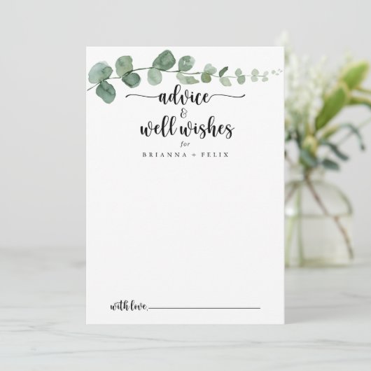 Eukalyptus Wedding Well Hinweiskarte (Stehend Vorderseite)