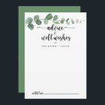 Eukalyptus Wedding Well Hinweiskarte<br><div class="desc">Diese grüne Freude Eukalyptus Hochzeit auch Wünsche Ratschlag Karte ist perfekt für eine einfache Hochzeit. Das Design bietet Aquarellfarben handgezeichnet elegante botanische Eukalyptuszweige und Blätter. Diese Karten sind ideal für Hochzeiten, Brautparty, Babydusche, Graduiertenfest u.v.m. Personalisieren Sie die Karten mit den Namen der Braut und Bräutigam, den Eltern, die Sie werden...</div>