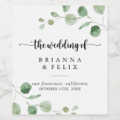 Eukalyptus Wedding Wine Labels Weinetikett (Einzelnes Label)
