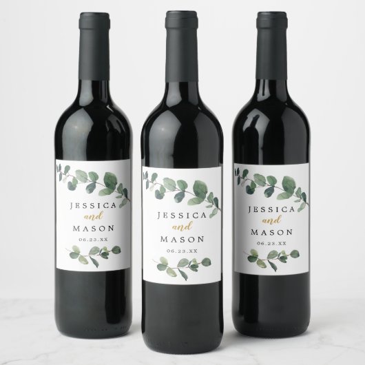 Eukalyptus Wedding Wine Labels Weinetikett (Flaschen)