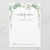 Eukalyptus Wedding Words of Wisdom Advice Card Hinweiskarte (Vorderseite)