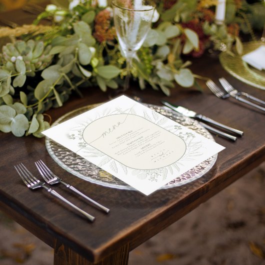 Eukalyptus Wedding Wreath Menu Elfenbein/Sage ID90 Menükarte