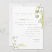 Eukalyptus Wedding Yellow Wildblume & Sage Einladung (Vorderseite)