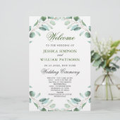 Eukalyptus Wedding Zeremony Program (Stehend Vorderseite)