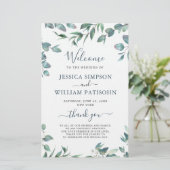 Eukalyptus Wedding Zeremony Program (Stehend Vorderseite)