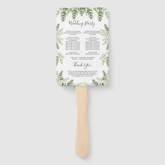 Eukalyptus Wedding Zeremony Program Fächer (Rückseite)