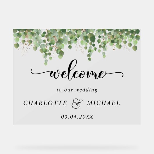 Eukalyptus Weddings Acrylschild (Vorderseite)