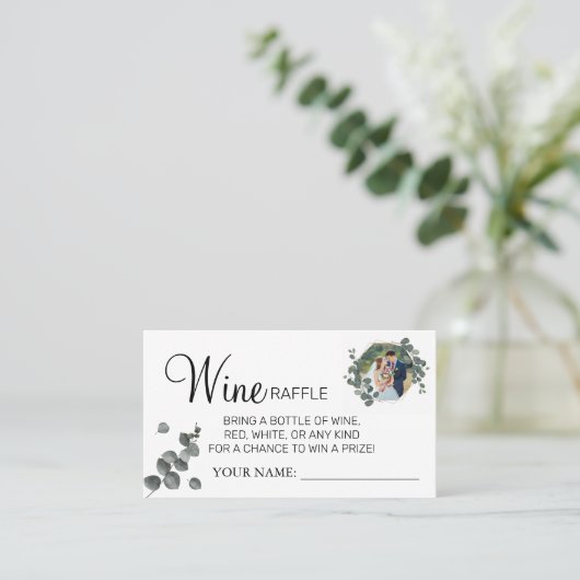 Eukalyptus Weinkarte Brautparty der Tombola Platzkarte (Stehend Vorderseite)
