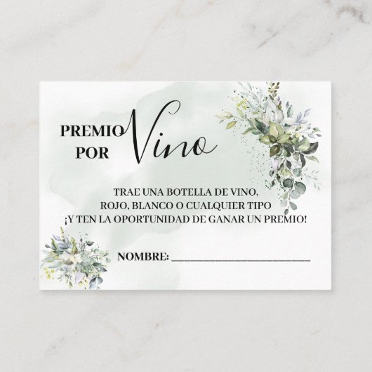 Eukalyptus Weinkarte Platzkarte (Rückseite)