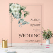 Eukalyptus, weiße Blume grenzen Hochzeit WILLKOMME Acrylschild (Hochzeit)