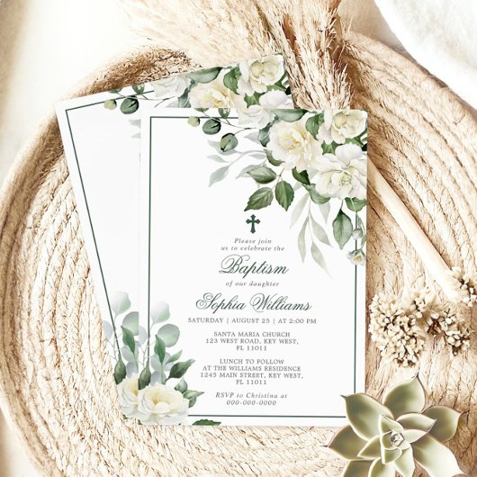 Eukalyptus Weiße Blume Taufen Einladung