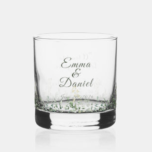 Eukalyptus & Weiße Blüten Botanische Hochzeit Whiskyglas