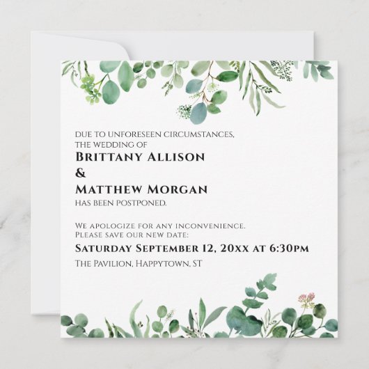 Eukalyptus, wenn wir Sie mit einer verspäteten Hoc Einladung (Rückseite)