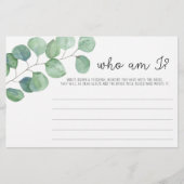 Eukalyptus - Wer bin ich Brautparty Briefpapier (Vorderseite)