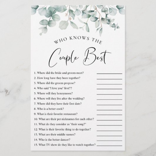 Eukalyptus Wer kennt das Paar Beste Dusche Spiel (Vorderseite)