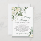 Eukalyptus White Beileid Memory Danke Karte (Vorderseite)