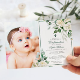 Eukalyptus White Blume Foto Girl Confirmation Einladung