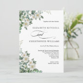 Eukalyptus White Blume Greenery Elegant Wedding Einladung (Stehend Vorderseite)