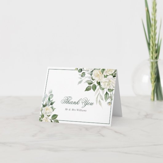 Eukalyptus White Blume Hochzeit Dankeschön Karte (Vorderseite)