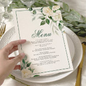 Eukalyptus White Blume Wedding Menu 12x18 Menükarte