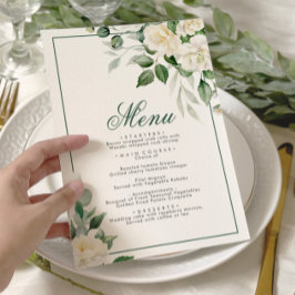 Eukalyptus White Blume Wedding Menu 12x18 Menükarte